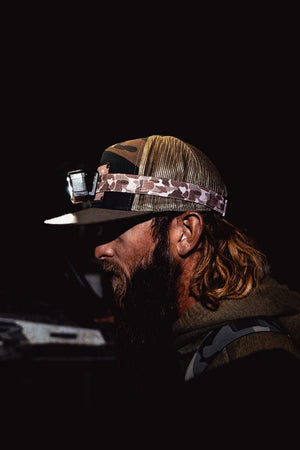 CAMO HEADLAMP 500 lumens, Motion Sensor, Waterproof IPX 6 Rating. Dust proof, and waterproof. Extremely comfortable camo band for the perfect comfortable fit.  The perfect all around hunting and hiking headlamp. 